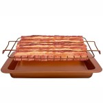Tapadásmentes szalonna sütőtálca serpenyő, csepegtető tálcával   Bacon Bonanza Copper