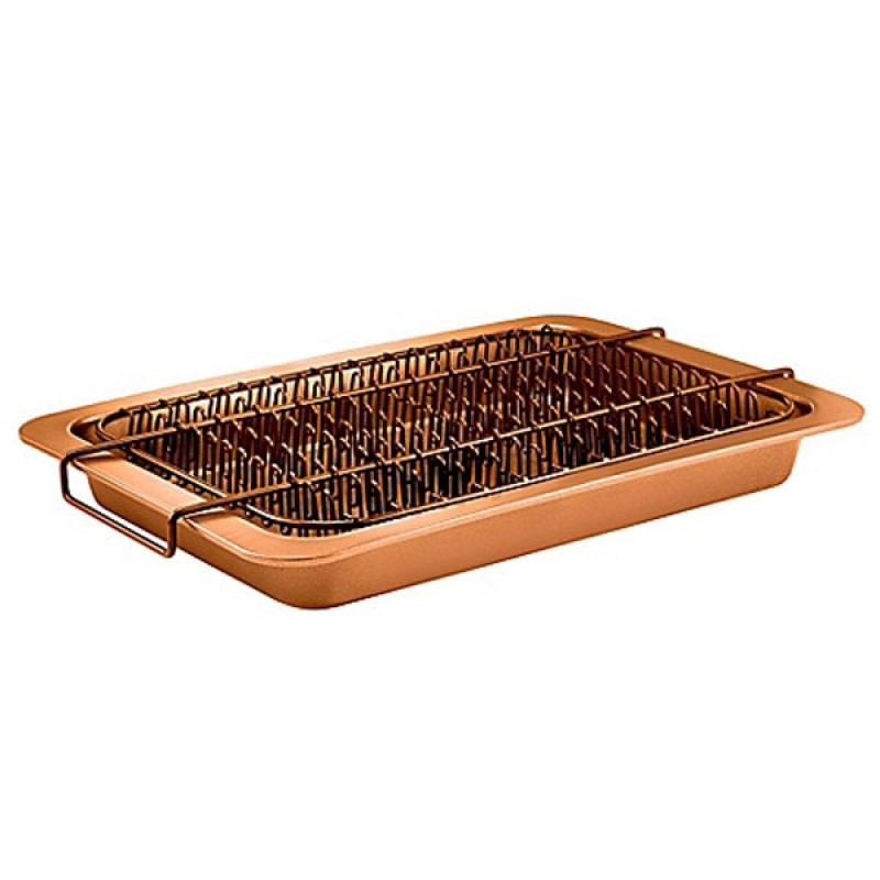 Tapadásmentes szalonna sütőtálca serpenyő, csepegtető tálcával   Bacon Bonanza Copper