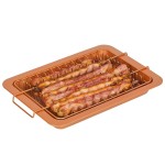 Tapadásmentes szalonna sütőtálca serpenyő, csepegtető tálcával   Bacon Bonanza Copper