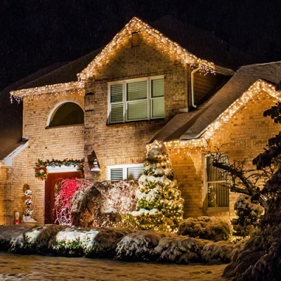 25 méteres, 500 LED-es, karácsonyi jégcsap izzósor, sziporkázó fényfüzér, meleg fehér fénnyel