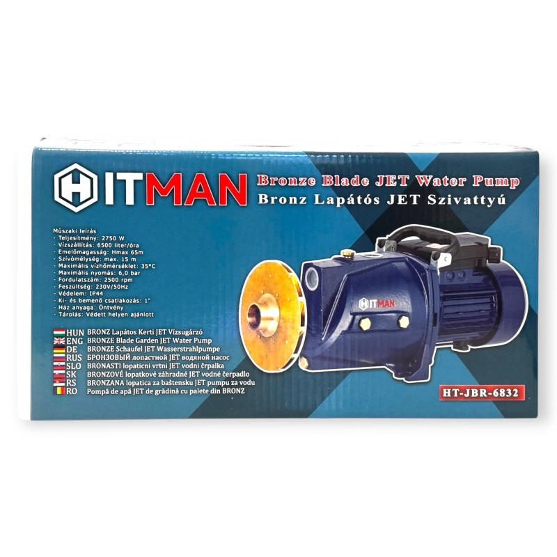Hitman HT-JSM-6832BZ Kerti JET Szivattyú, BRONZ lapátos, 2750W teljesítmény
