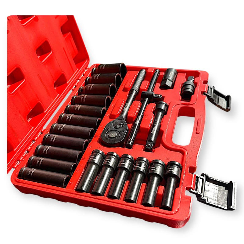 Hitman HA-6844 1/2" Gépi Dugókulcs készlet – 23 részes, 12 lapfejű kivitel
