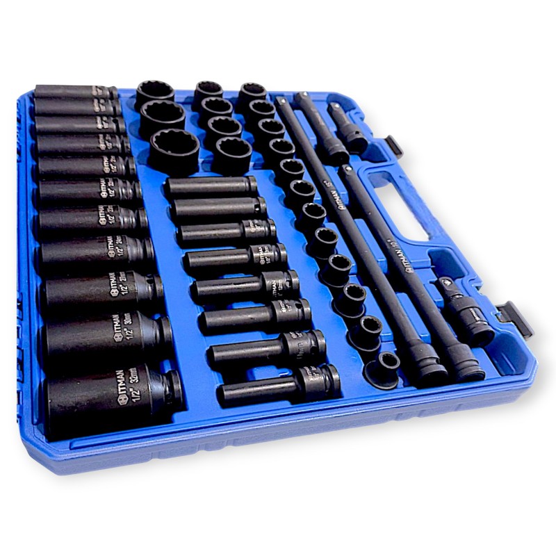 Hitman HA-2581 Erősített 1/2" 12 lapfejű dugókulcs készlet – prémium fekete kivitel