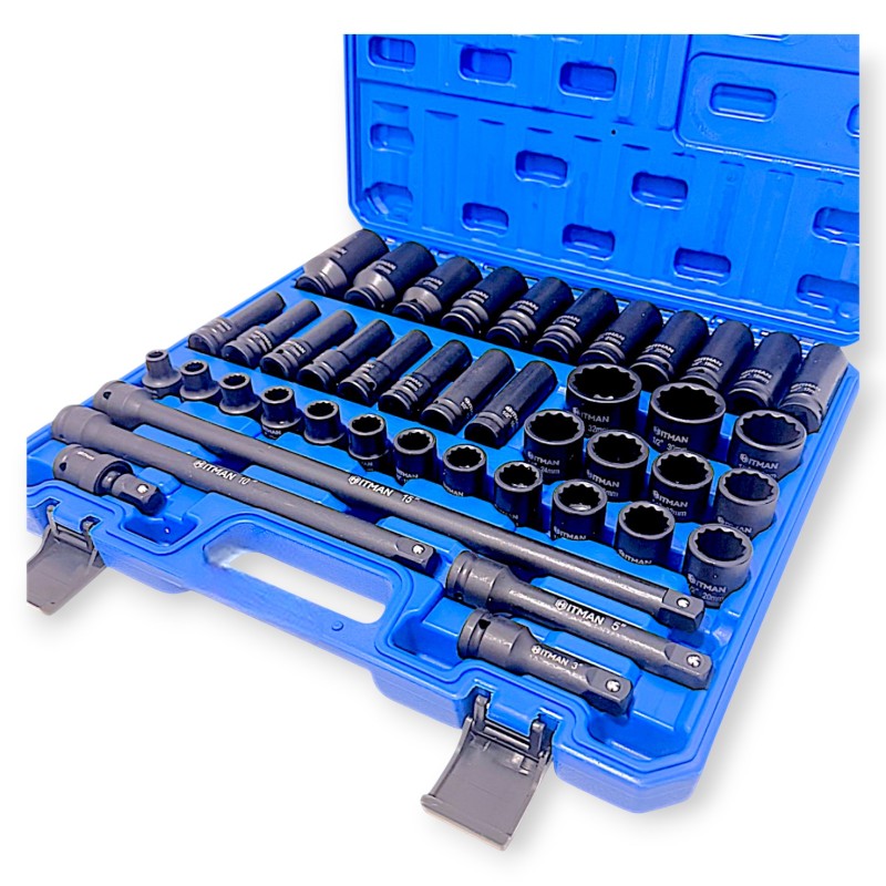 Hitman HA-2581 Erősített 1/2" 12 lapfejű dugókulcs készlet – prémium fekete kivitel