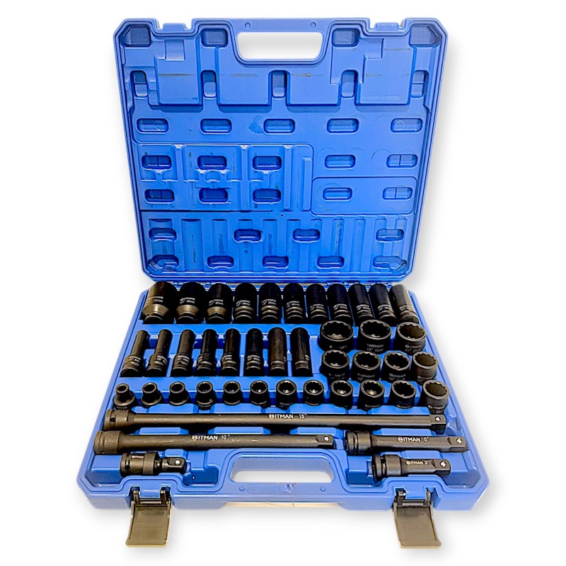 Hitman HA-2581 Erősített 1/2" 12 lapfejű dugókulcs készlet – prémium fekete kivitel