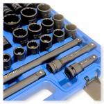 Hitman HA-2581 Erősített 1/2" 12 lapfejű dugókulcs készlet – prémium fekete kivitel