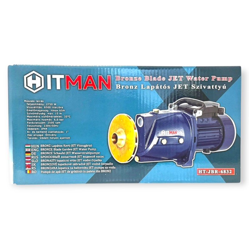 Hitman HT-JSM-6832BZ Kerti JET Szivattyú, BRONZ lapátos, 2750W teljesítmény