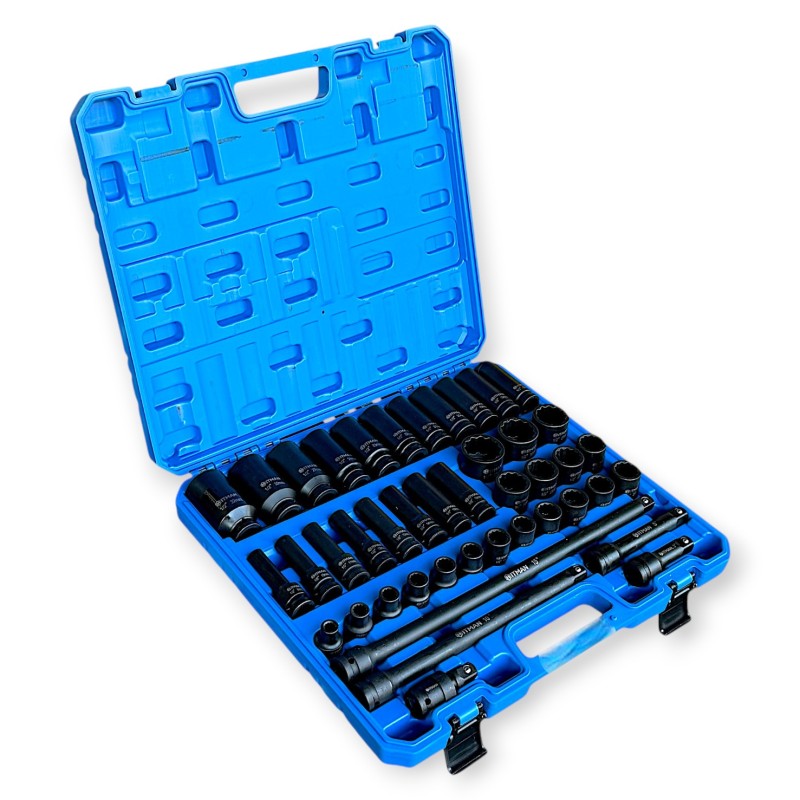 Hitman HA-2581 Erősített 1/2" 12 lapfejű dugókulcs készlet – prémium fekete kivitel