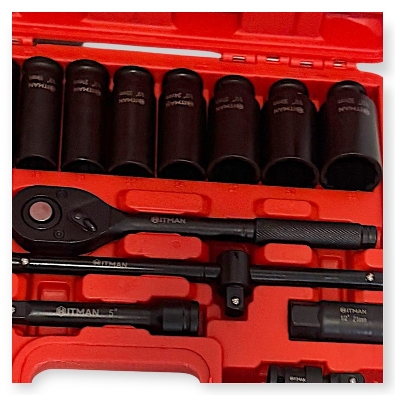 Hitman HA-6844 1/2" Gépi Dugókulcs készlet – 23 részes, 12 lapfejű kivitel