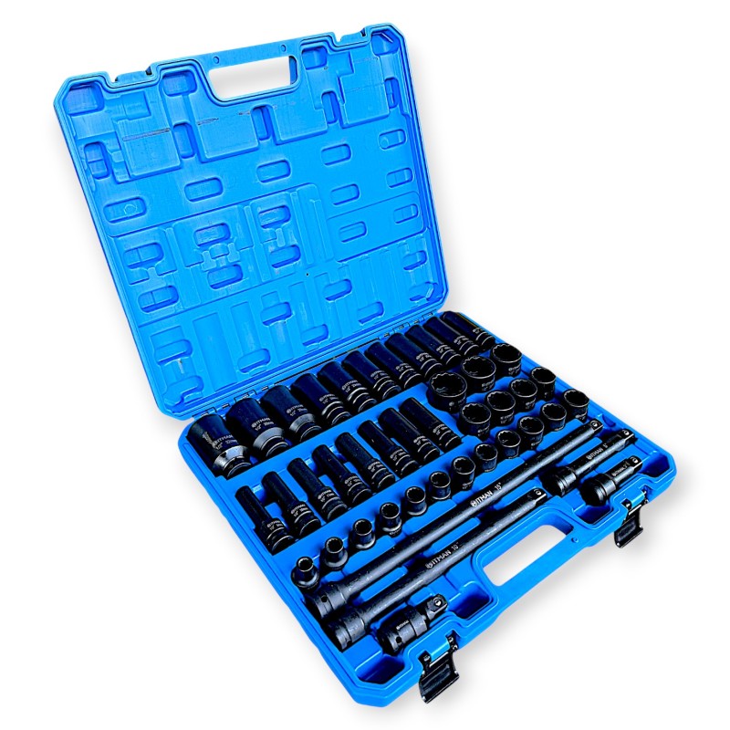 Hitman HA-2581 Erősített 1/2" 12 lapfejű dugókulcs készlet – prémium fekete kivitel
