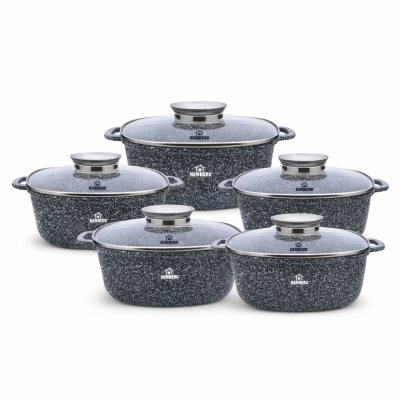 12 Részes Edénykészlet – Kerámia Márvány Bevonattal, Hemberg HB-7066