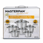 Masterpan MP-5116 Rozsdamentes Acél Edénykészlet – 12 darabos, indukciós és gáz kompatibilis