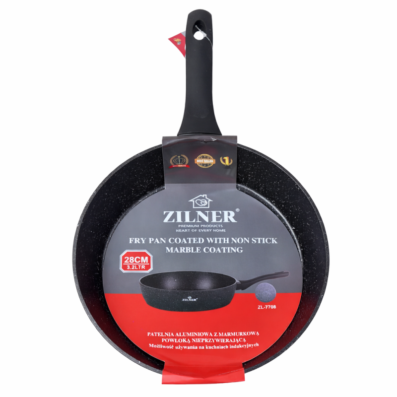 Zilner 28 cm Márvány Bevonatú Tapadásmentes Serpenyő – Indukciós, 3.2L