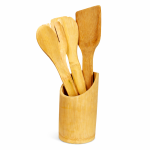 Bambusz konyhai eszközkészlet tartóval – 4 részes