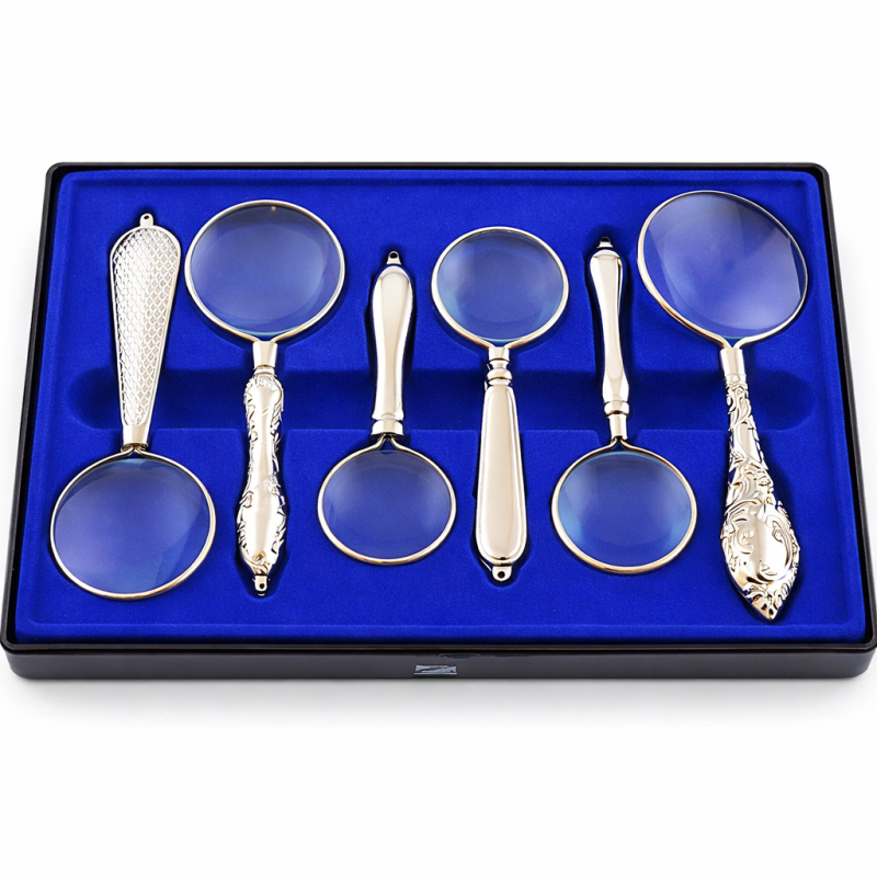 Luxus Ezüst Kézi Nagyító Szett 4X–10X