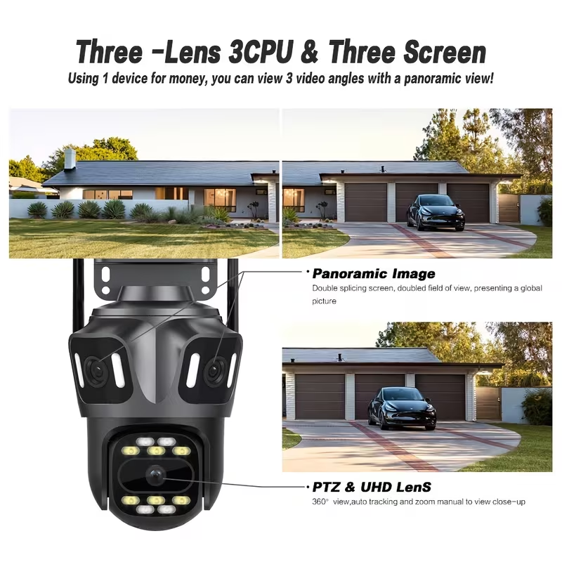 360° WiFi Kültéri PTZ Biztonsági Kamera – AI Mozgásérzékelés, 30m Éjszakai Látás, Hang- és Fényriasztás