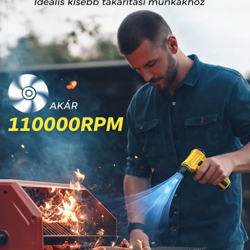Turbo Fan Jet Kézi Légfúvó Ventilátor és Porszívó – 110 000 RPM, 8000 mAh