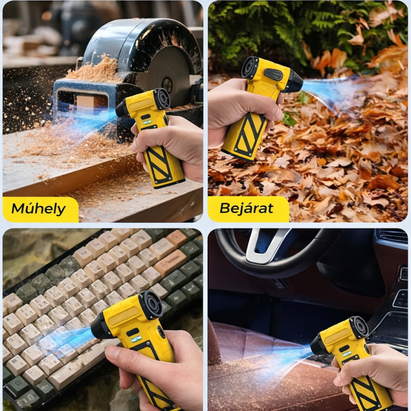 Turbo Fan Jet Kézi Légfúvó Ventilátor és Porszívó – 110 000 RPM, 8000 mAh