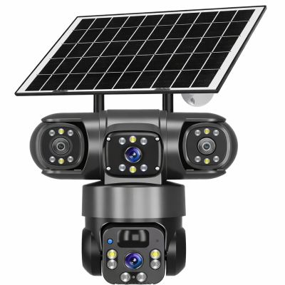 V380 12MP Tri-Lencsés Napelemes PTZ Biztonsági Kamera -WiFi Verzió  360° PIR Emberfelismerés