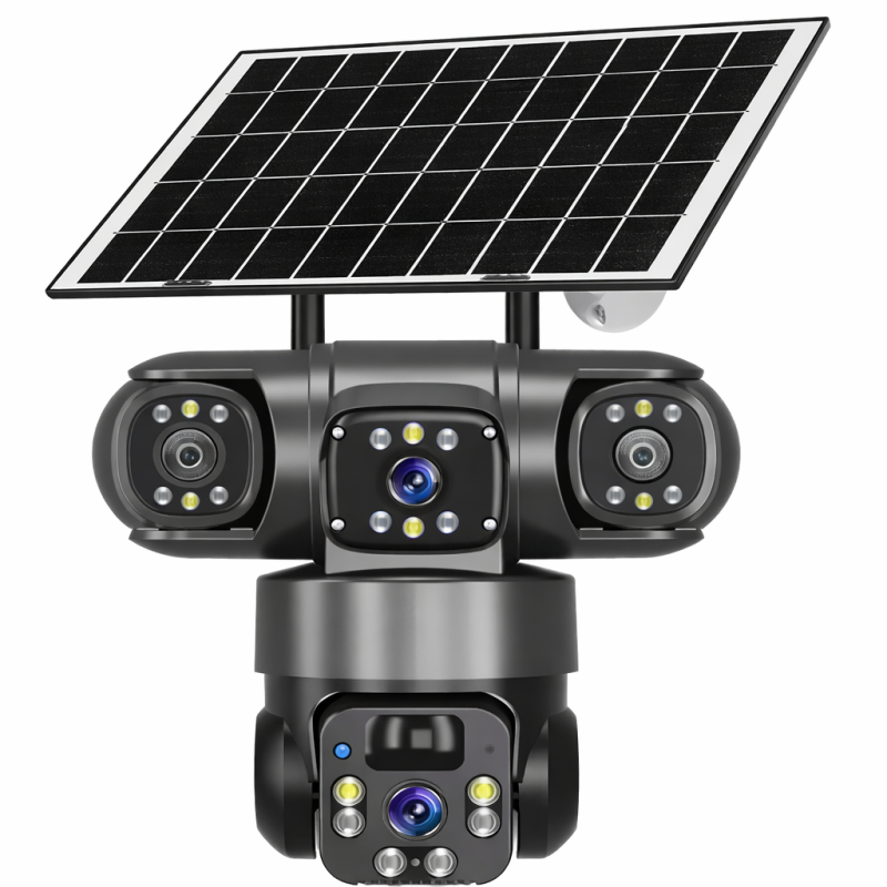 V380 12MP Tri-Lencsés Napelemes PTZ Biztonsági Kamera -WiFi Verzió  360° PIR Emberfelismerés