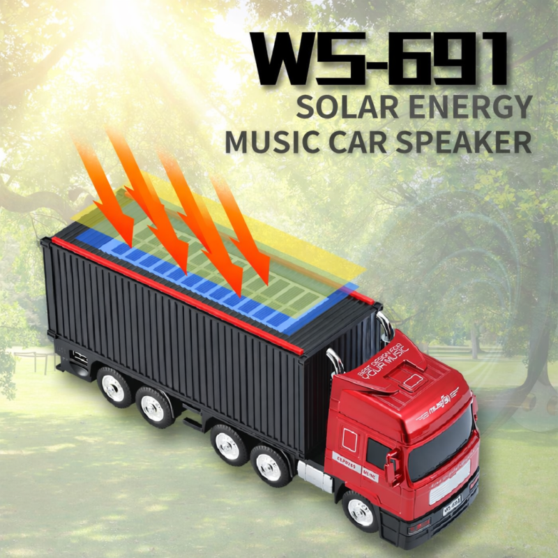 WSTER WS-691 Solar Energy Music Car Speaker – Bluetooth Hangszóró Napelemes Töltéssel