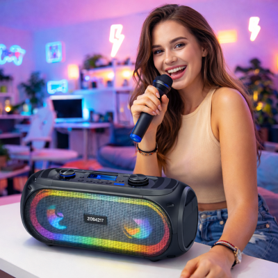 ZQS4217 Bluetooth Karaoke Hangszóró Mikrofonnal – 8W x2, RGB LED, 3600 mAh