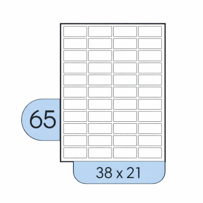 DataLine Esselte fehér etikett címke A4, 65db x 100 lap /cs (38 x 21,2mm) 36820
