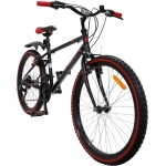 MTB 24" Amigo Rock kerékpár - uniszex - Shimano váltóval 18 sebességes - 135 cm-től használható kézifékkel, tárcsafékkel - fekete/piros