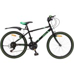 MTB 24" Amigo Rock kerékpár - uniszex - Shimano váltóval 18 sebességes - 135 cm-től használható kézifékkel, tárcsafékkel - fekete/zöld