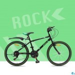 MTB 24" Amigo Rock kerékpár - uniszex - Shimano váltóval 18 sebességes - 135 cm-től használható kézifékkel, tárcsafékkel - fekete/zöld