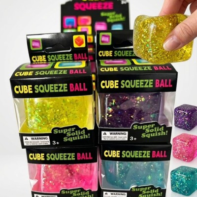 Cube Squeeze Ball – Csillámos Stresszoldó Kocka - Squish