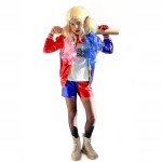 Harley Quinn stílusú lány jelmez parókával és baseballütővel