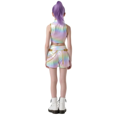 K-POP fellépő jelmez szett lányoknak – hologramos top és short