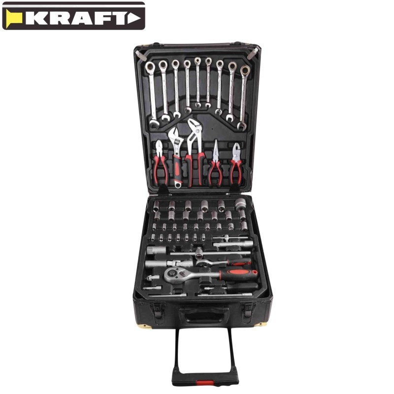 Kraft 428 részes racsnis szerszámkészlet fém kofferben KF/HT-1005