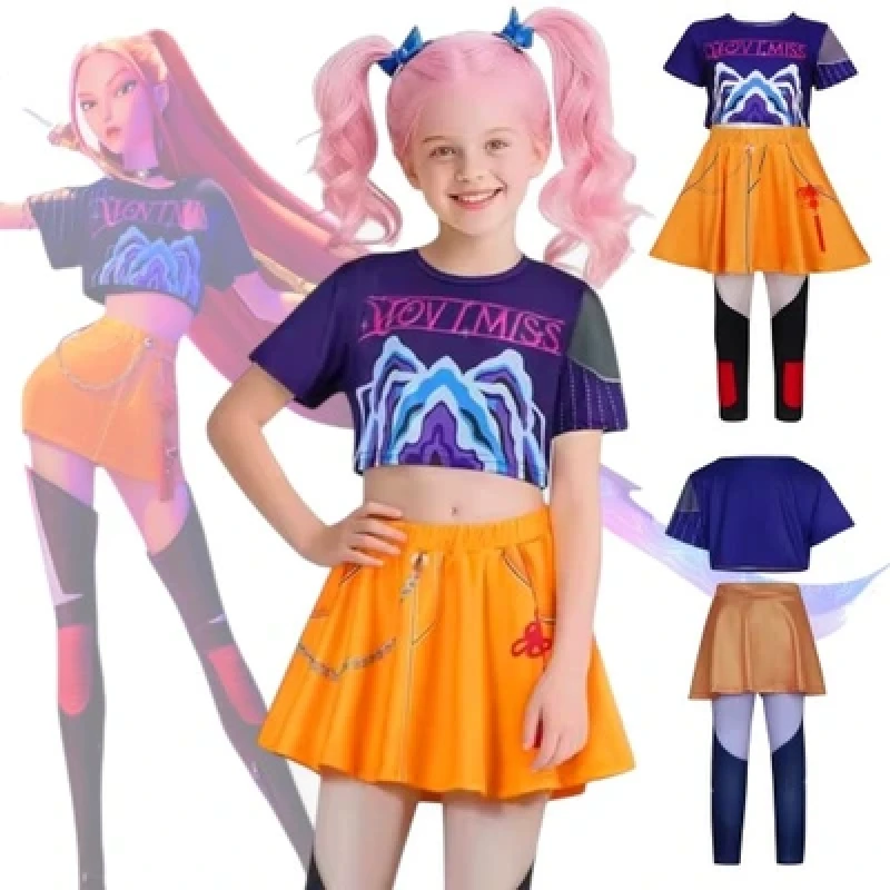 K-Pop Demonvadász Mira jelmez parókával – gyerek cosplay szett