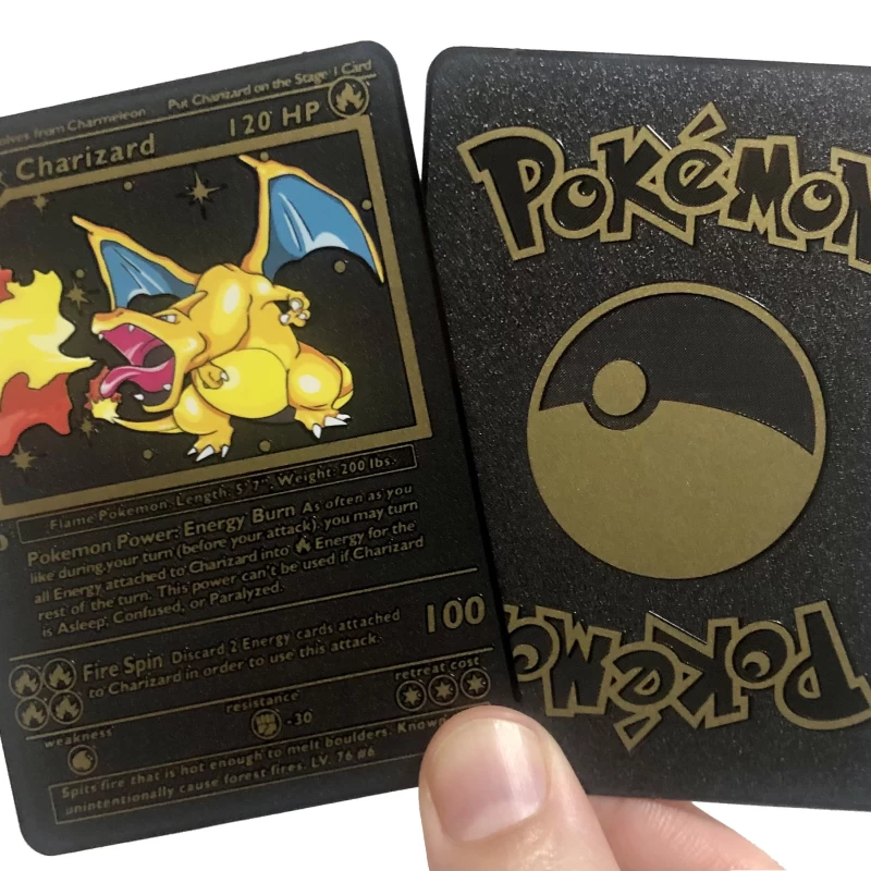 Pokemon  kártya készlet, fekete 25 db vizallo plasztik kartya Trading Card Game Waterproof Plastic