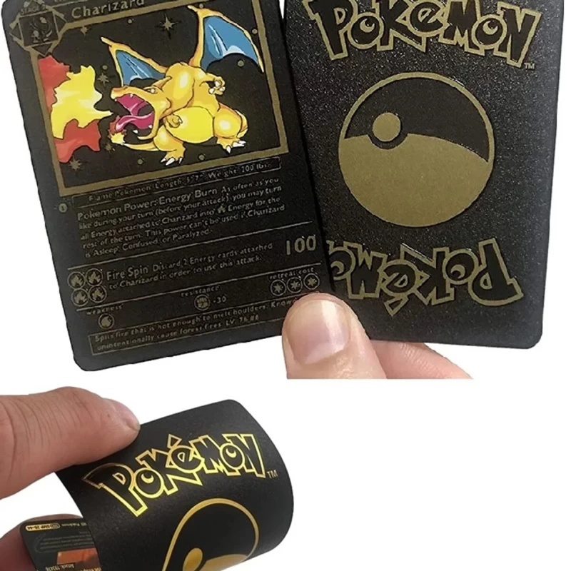 Pokemon  kártya készlet, fekete 25 db vizallo plasztik kartya Trading Card Game Waterproof Plastic