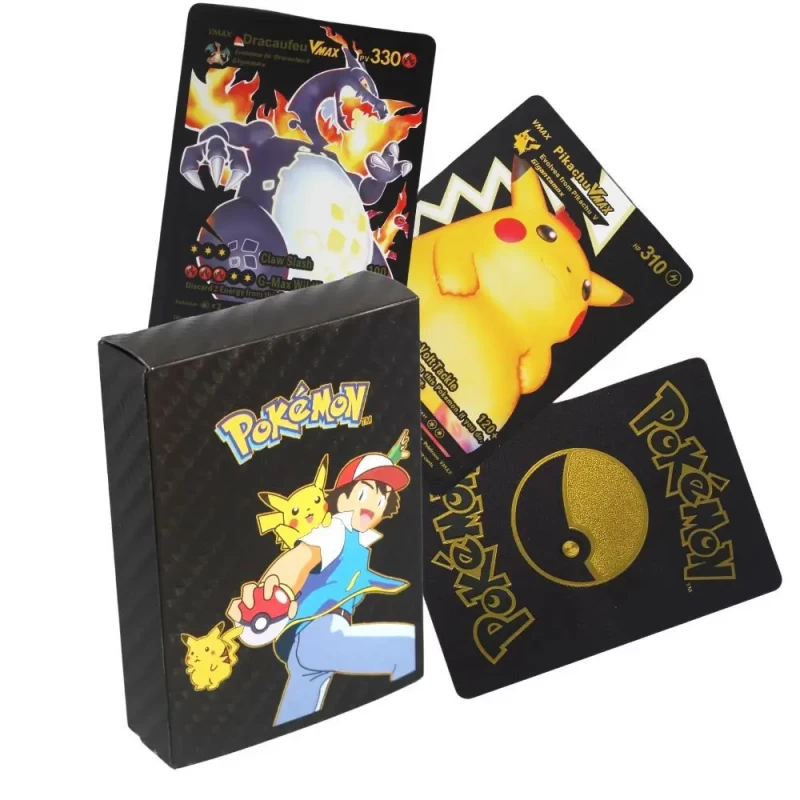 Pokemon  kártya készlet, fekete 25 db vizallo plasztik kartya Trading Card Game Waterproof Plastic