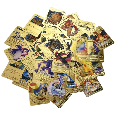 Pokemon  kártya készlet, Gold 25 db vizallo plasztik kartya Trading Card Game Waterproof Plastic