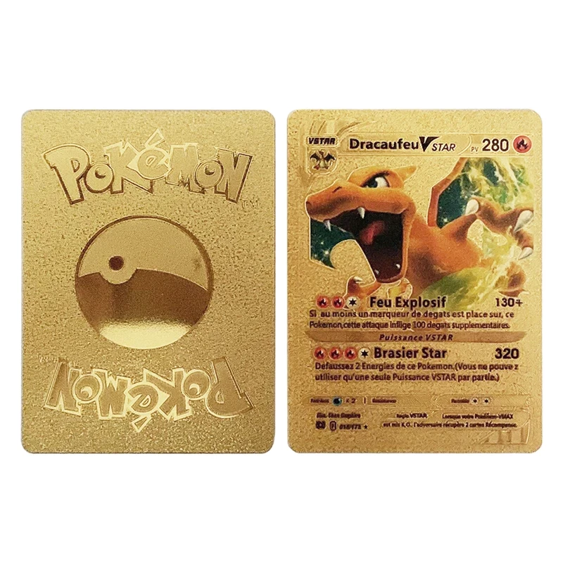 Pokemon  kártya készlet, Gold 25 db vizallo plasztik kartya Trading Card Game Waterproof Plastic