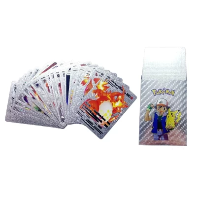 Pokemon  kártya készlet, Silver 25 db vizallo plasztik kartya Trading Card Game Waterproof Plastic