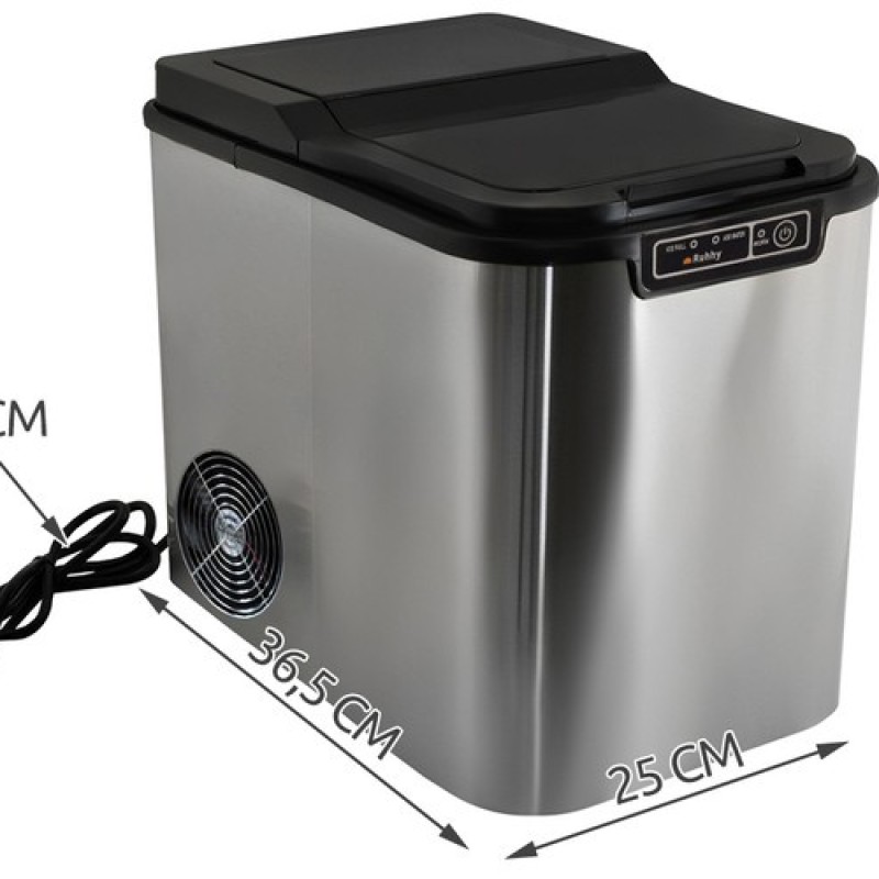 Jégkocka készítő gép 120 W – 12 kg/nap, 2,2 l, ezüst , Ruhhy K5537