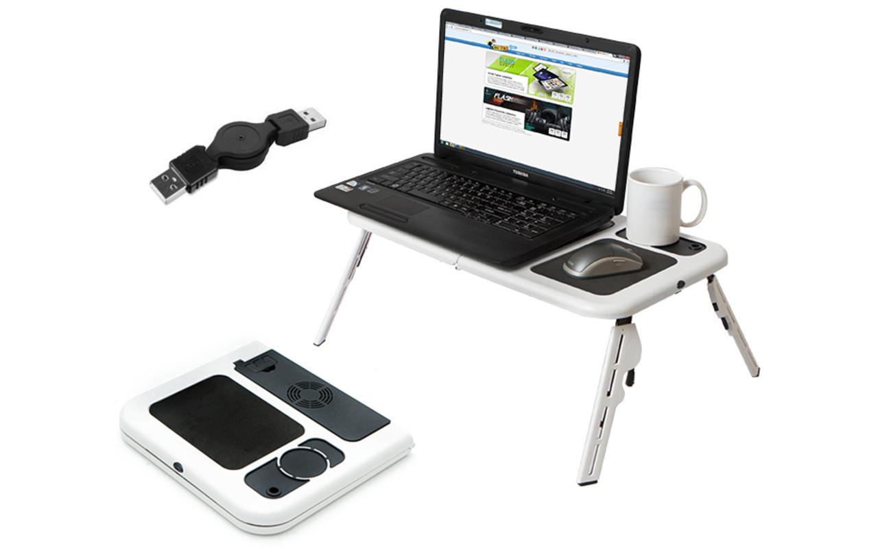 E- TABLE Összecsukható asztal ( USB Laptop  2 Hűtő, egér Pad - Könnyű és extra erős)