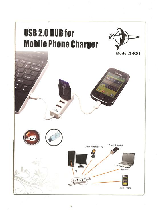 USB 2.0 HUB For Mobile phone Charger ( 3 port ) Samsung White S-K01