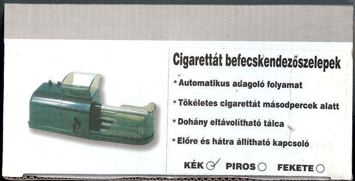 ELEKTROMOS CIGARETTATÖLTŐ GÉP