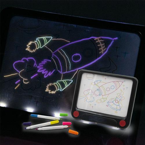 Glow Board UV-fényes rajztábla színes filcekkel - 24,5x20,5 cm