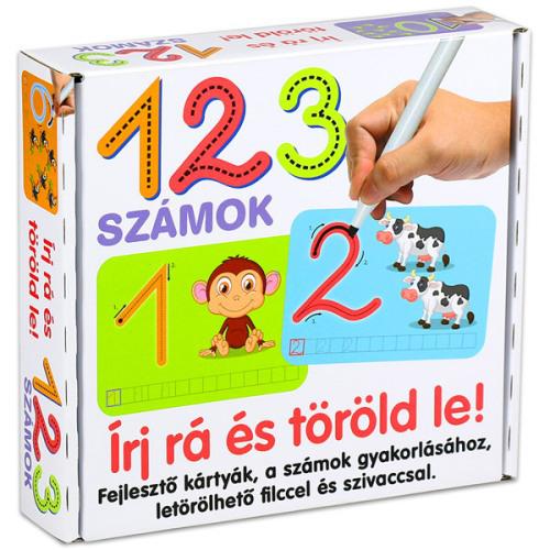 123 számok fejlesztő kártyák - Írj rá és töröld le!