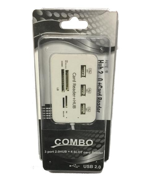 COMBO 3 PORT 2.0 HUB + 4 SLOT  CARD READER