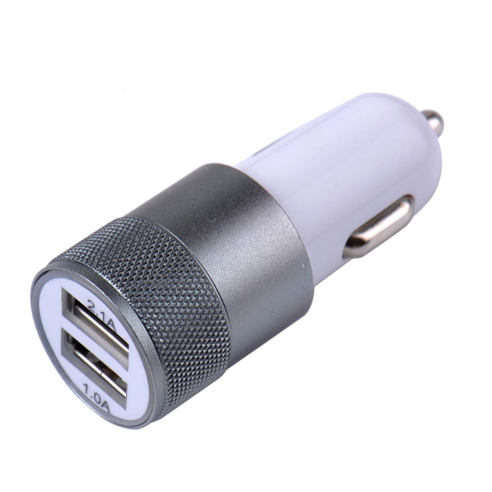 Alumínium Szivargyújtó autós töltő Dual / 2 USB port 2.1A 1.0A  /  iPhone 5 6 6 plusz iPad 2 3 4 5 Samsung Galaxy S4 S5