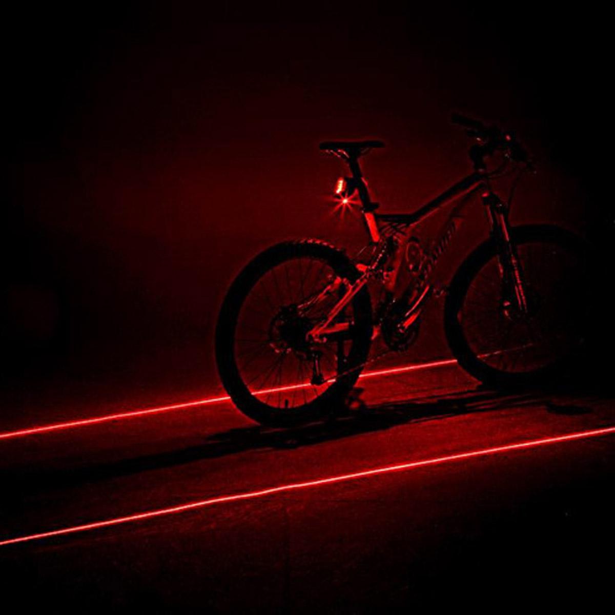 Kerékpár Laser Hátsó lámpa 2 Laser kisugárzás + 5 LED Bike